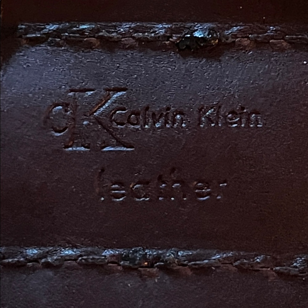 Vintage CK Calvin Klein 40 leather single prong buckle brown leather loop belt - Picture 5 of 8